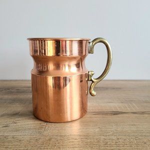 Vintage copper tin lined stein/container/planter with brass handle.